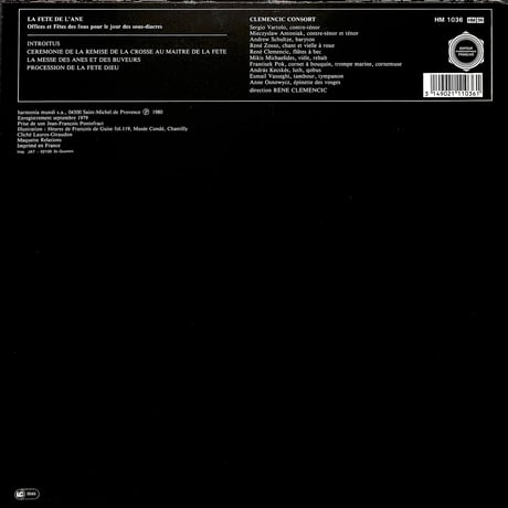 クレメンチッチ・コンソート,レネー・クレメンチッチ / La Fête De L´âne - Traditions Du Moyen-Age [※France盤,品番:HM 1036］(LPレコード)