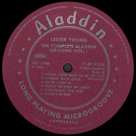 レスター・ヤング / The Complete Aladdin Sessions Vol. 1 [※国内盤,品番:K18P 9256］(LPレコード)
