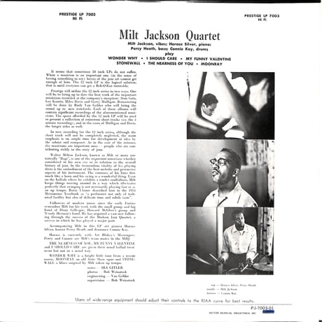 ミルト・ジャクソン / ミルト・ジャクソン・カルテット [※国内盤,品番:PJ-7003-01］(LPレコード)
