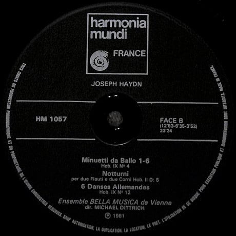 ミハエル・ディトリッヒ / Haydn:Zingarese - Ländler - Nocturnes [※輸入盤,生産国:France,品番:HM 1057］(LPレコード)