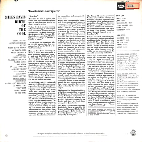 マイルス・デイヴィス / Birth Of The Cool［※輸入盤,生産国:US,品番:DT-1974］(LPレコード)