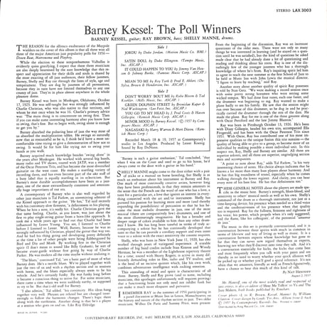 バーニー・ケッセル / ザ・ポール・ウィナーズ [※国内盤,品番:LAX 3003］(LPレコード)