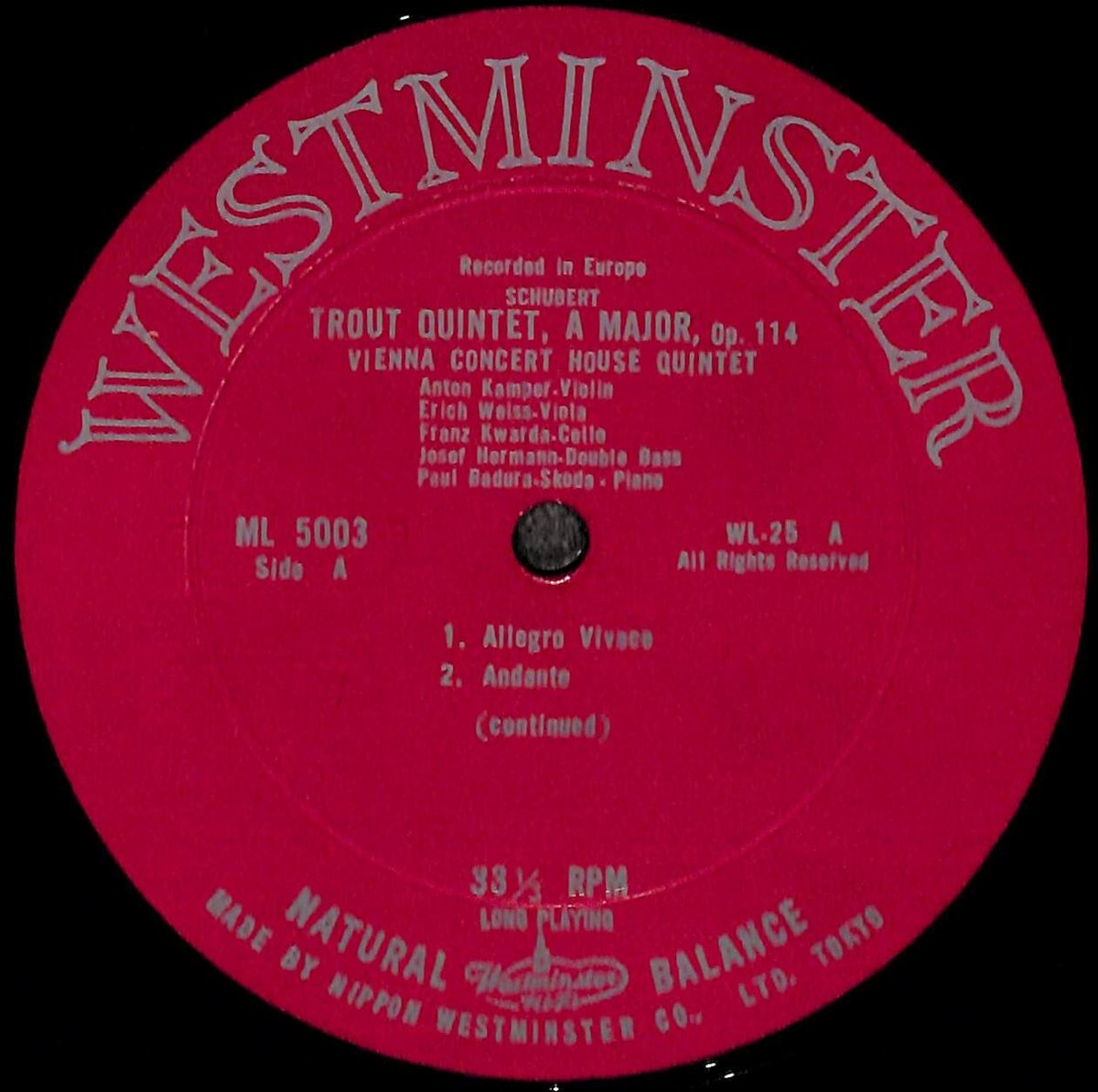 （邦楽・洋楽国内盤）シングルレコード　EP　纏めて150枚以上！ フランツ・シューベルト / 五重奏曲イ長調作品114「鱒」 [※国内盤,品番