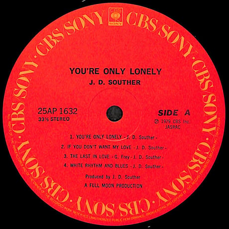 J.D.サウザー / ユア・オンリー・ロンリー [※国内盤,品番:25AP 1632］(LPレコード)