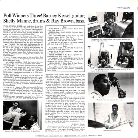 バーニー・ケッセル,シェリー・マン&レイ・ブラウン / Poll Winners Three! [※輸入盤,生産国:US,品番:S 7576］(LPレコード)