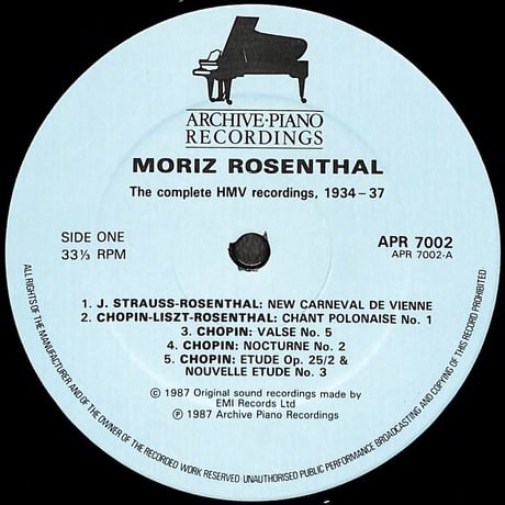 モーリツ・ローゼンタール / The Complete HMV Recordings [※輸入盤,生産国:UK,品番:APR 7002,2枚組］(LPレコード)
