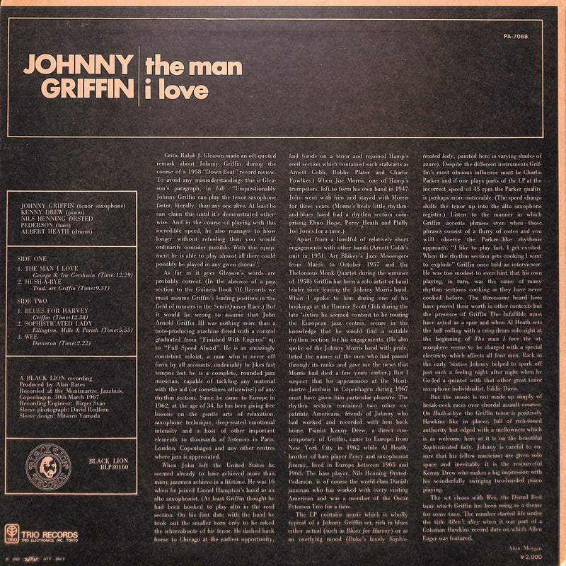 ジョニー・グリフィン / The Man I Love [※国内盤,品番:PA-7068］(L