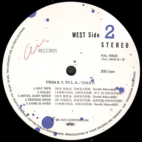 濱田金吾 / FROM N.Y. TO L.A.［※国内盤,品番:RAL-8836］(LPレコード)