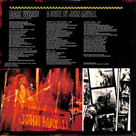 ジョン・メイオール&ザ・ブルースブレイカーズ / Bare Wires [※輸入盤,生産国:US,品番:PS 537］(LPレコード)