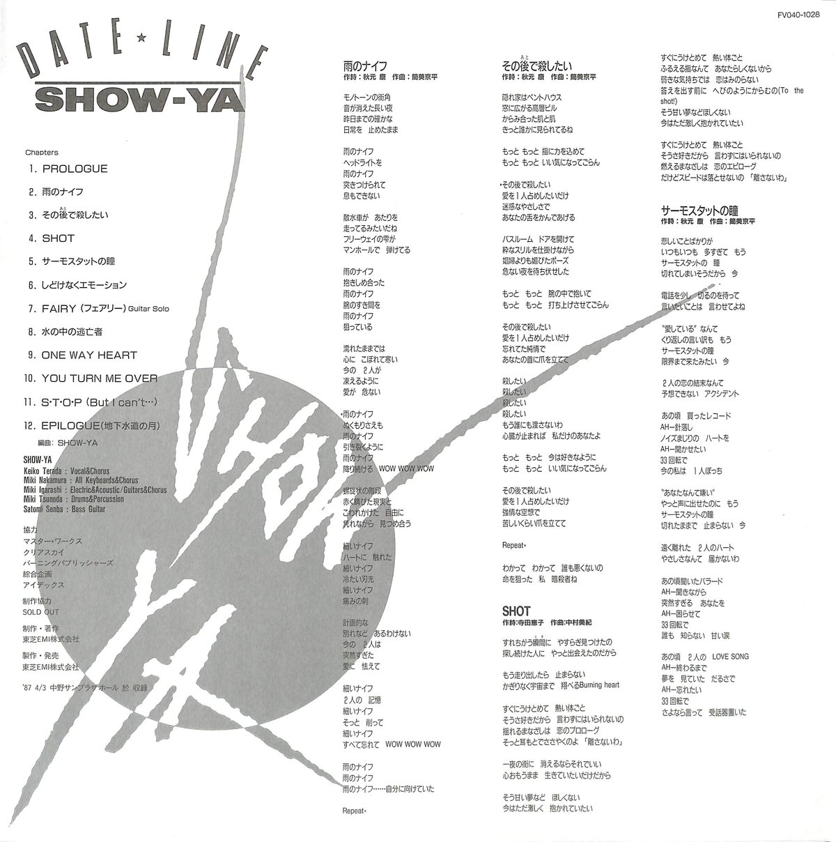 Show-Ya / デート・ライン [発売年:1987年][※品番:FV040-1028](L