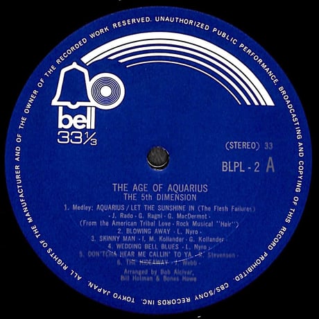 フィフス・ディメンション / The Age Of Aquarius [※国内盤,品番:BLPL-2］(LPレコード)