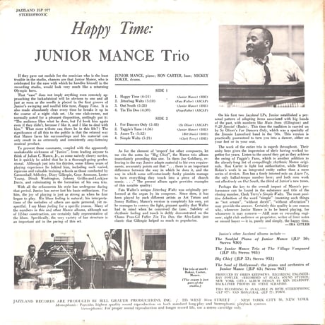 ジュニア・マンス・トリオ / Happy Time [※輸入盤,生産国:US,品番:JLP 977］(LPレコード)