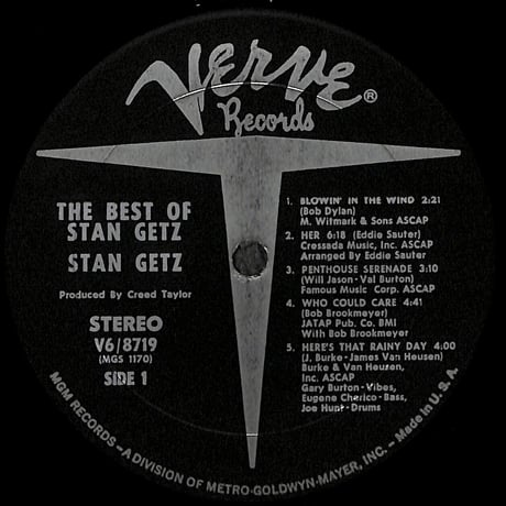 スタン・ゲッツ / The Best Of Stan Getz［※輸入盤,生産国:US,品番:V6-8719］(LPレコード)