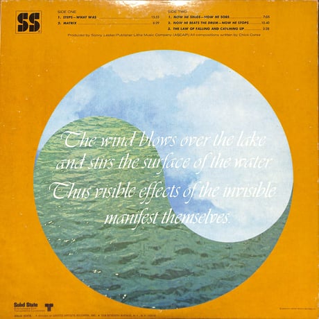 チック・コリア / Now He Sings, Now He Sobs [※輸入盤,生産国:US,品番:SS 18039］(LPレコード)