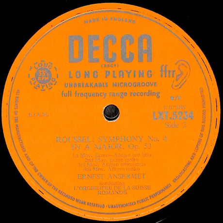 アルベール・ルーセル / Symphony No.3 In G Minor, Opus 42 他 [※輸入盤,生産国:UK,品番:LXT5234］(LPレコード)