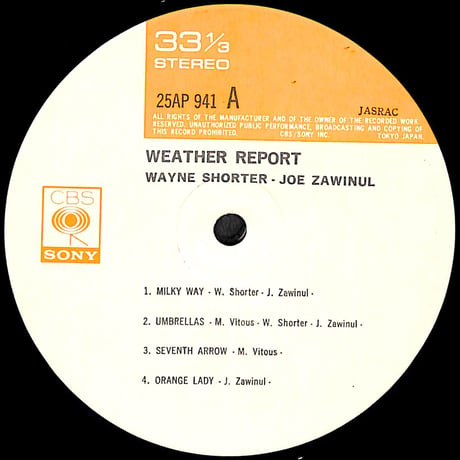 ウェザー・リポート [※国内盤,品番:25AP 941］(LPレコード)