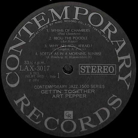アート・ペッパー / ゲッティン・トゥゲザー [※国内盤,品番:LAX 3017］(LPレコード)