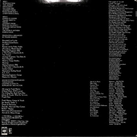 フランク・マリノ&マホガニーラッシュ / Live [※国内盤,品番:25AP 892］(LPレコード)