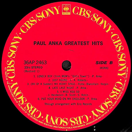 ポール･アンカ / グレイテスト・ヒッツ [※国内盤,品番:36AP 2463～4,2枚組］(LPレコード)