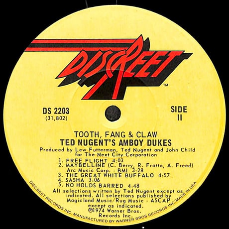 テッド・ニュージェント,アンボイ・デュークス / Ted Nugent's Amboy Dukes Tooth, Fang & Claw［※輸入盤,生産国:US,品番:DS-2203］(LPレコード)