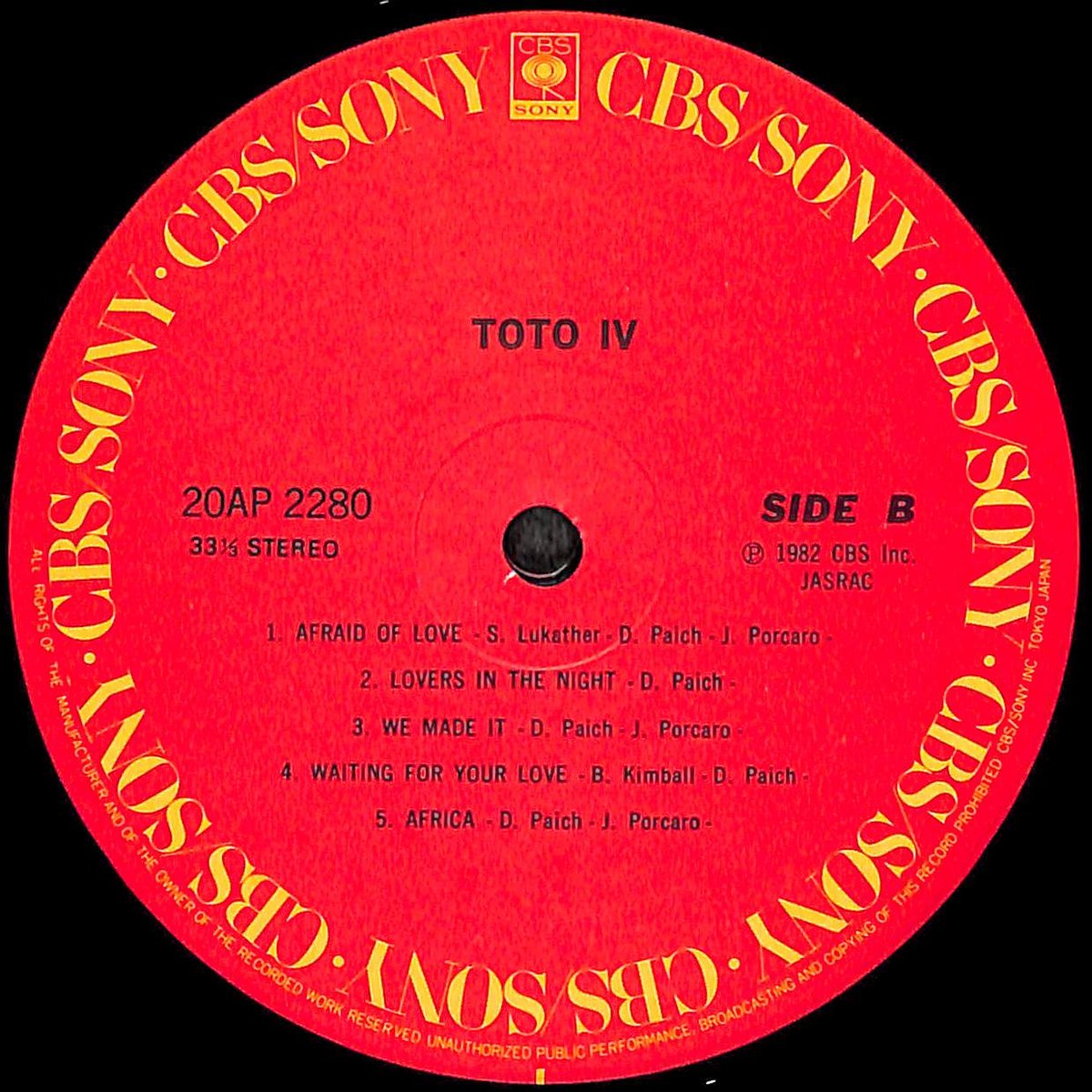 TOTO / TOTO IV 聖なる剣 [※国内盤,品番:20AP 2280］(LPレコード)