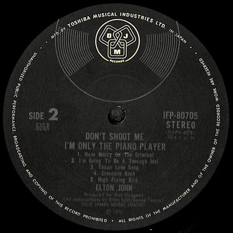 エルトン・ジョン / ピアニストを撃つな!! [※国内盤,品番:IFP-80705］(LPレコード)
