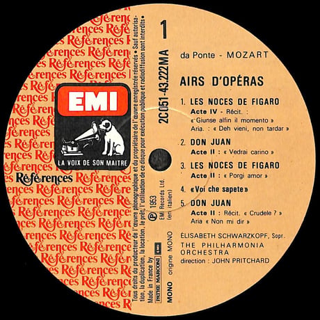 モーツァルト,エリーザベト・シュヴァルツコップ / Airs D'Opéras [※輸入盤,生産国:France,品番:2C051-43.222］(LPレコード)