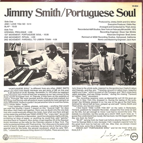 ジミー・スミス / Portuguese Soul［※輸入盤,生産国:US,品番:V6-8832］(LPレコード)