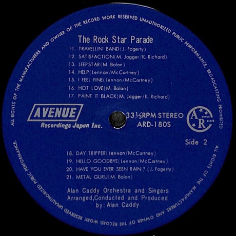 アラン・キャディオーケストラとシンガーズ / The Rock Star Parade [※国内盤,品番:ARD-180S］(LPレコード)