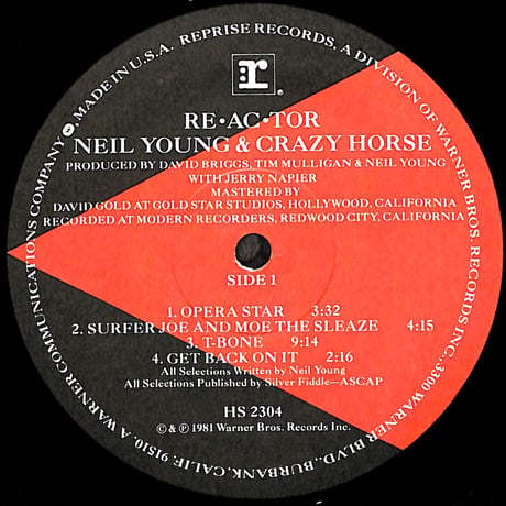 ニール・ヤング&クレイジー・ホース / Re•ac•tor [※輸入盤,生産国:US,品番:HS 2304］(LPレコード)