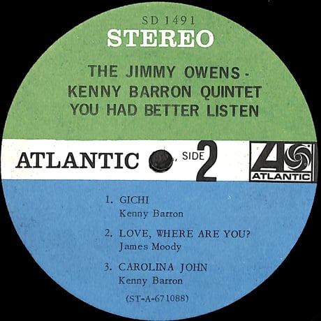 The Jimmy Owens - Kenny Barron Quintet / You Had Better Listen [※輸入盤,生産国:US,品番:SD 1491］(LPレコード)