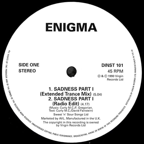 エニグマ / Sadness Part 1［※輸入盤,生産国:UK,品番:613 703］(LPレコード)