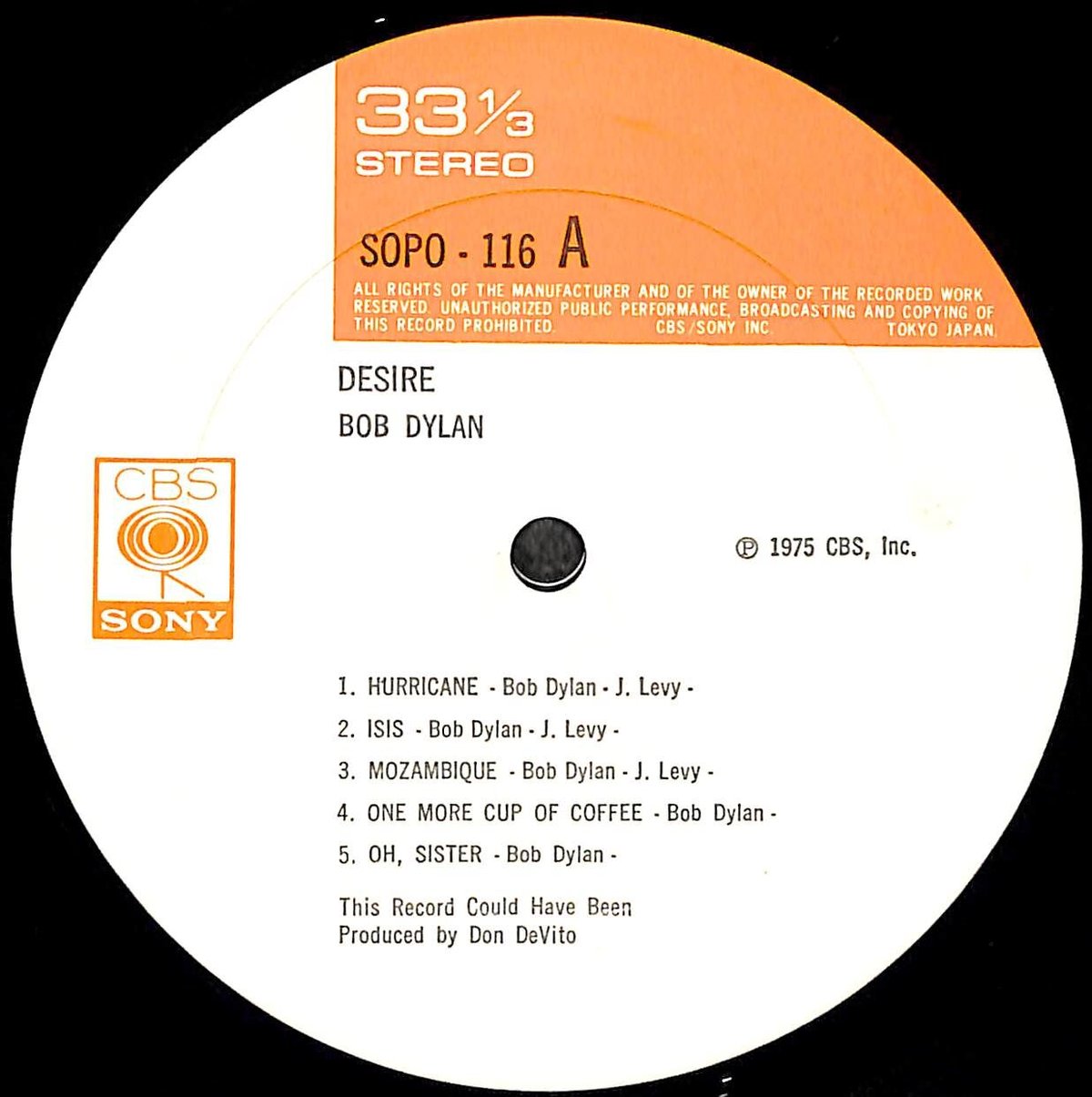 ボブ・ディラン / 欲望 [※国内盤,品番:SOPO 116］(LPレコード) | Books