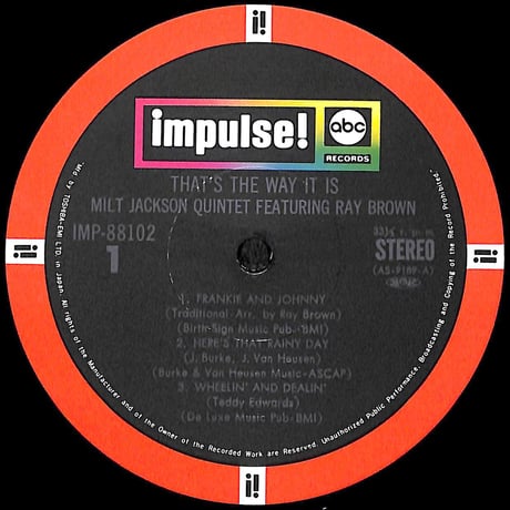 ミルト・ジャクソン五重奏団 / ザッツ・ザ・ウェイ・イット・イズ [※国内盤,品番:IMP-88102］(LPレコード)