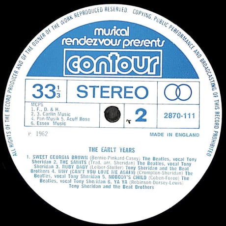 ザ・ビートルズ / The Beatles Featuring Tony Sheridan The Early Years［※輸入盤,生産国:UK,品番:2870111］(LPレコード)