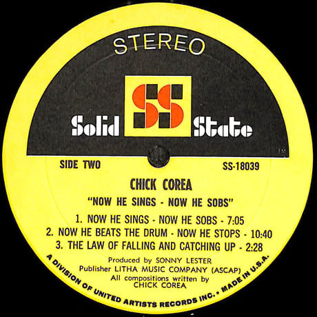 チック・コリア / Now He Sings, Now He Sobs [※輸入盤,生産国:US,品番:SS 18039］(LPレコード)
