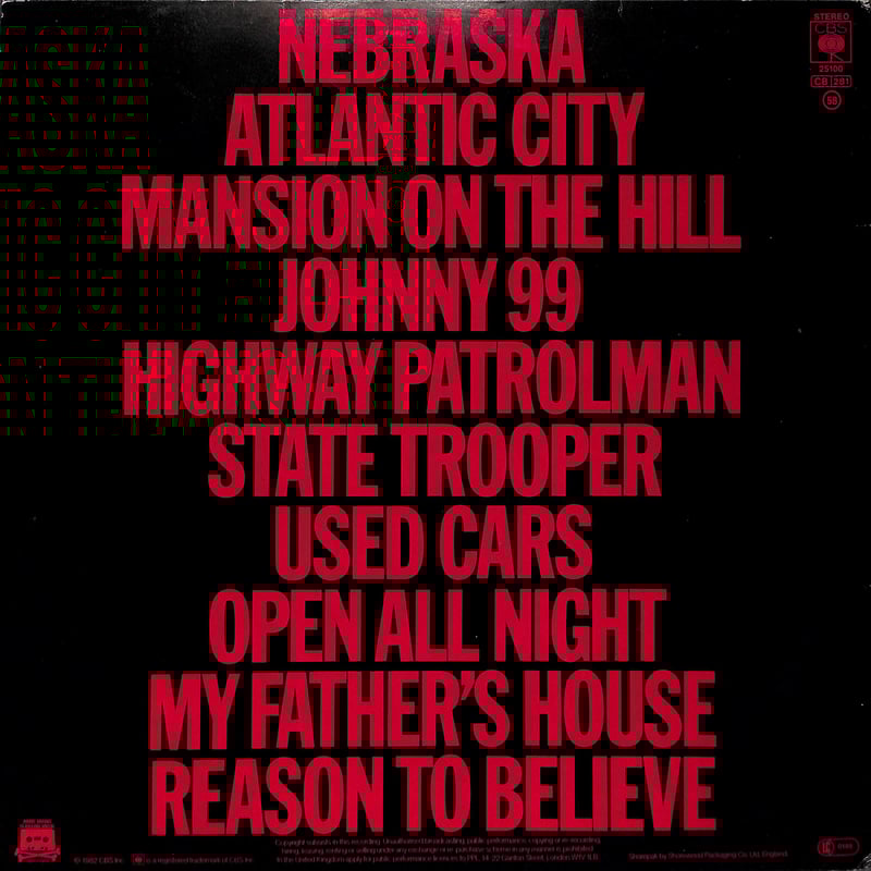 ブルース・スプリングスティーン / Nebraska [※輸入盤,生産国:UK,品番