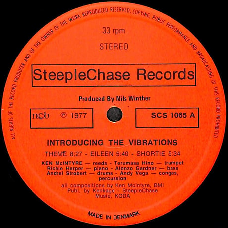 Ken McIntyre Sextet Featuring Terumasa Hino / Introducing The Vibrations [※Denmark盤,品番:SCS 1065］(LP)