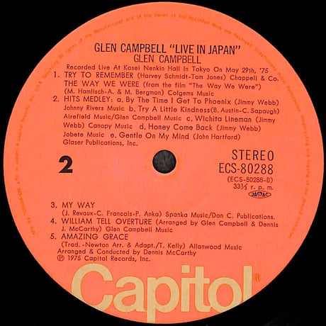 グレン･キャンベル / ライブ・イン・ジャパン [※国内盤,品番:ECS-80288］(LPレコード)