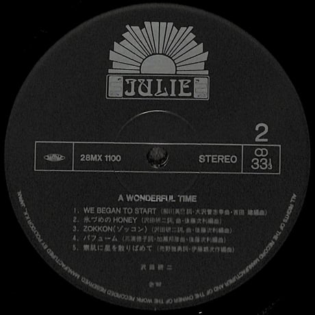 沢田研二 / ア・ワンダフル・タイム [※国内盤,品番:28MX 1100］(LPレコード)
