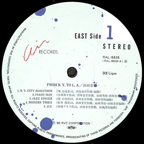 濱田金吾 / FROM N.Y. TO L.A.［※国内盤,品番:RAL-8836］(LPレコード)