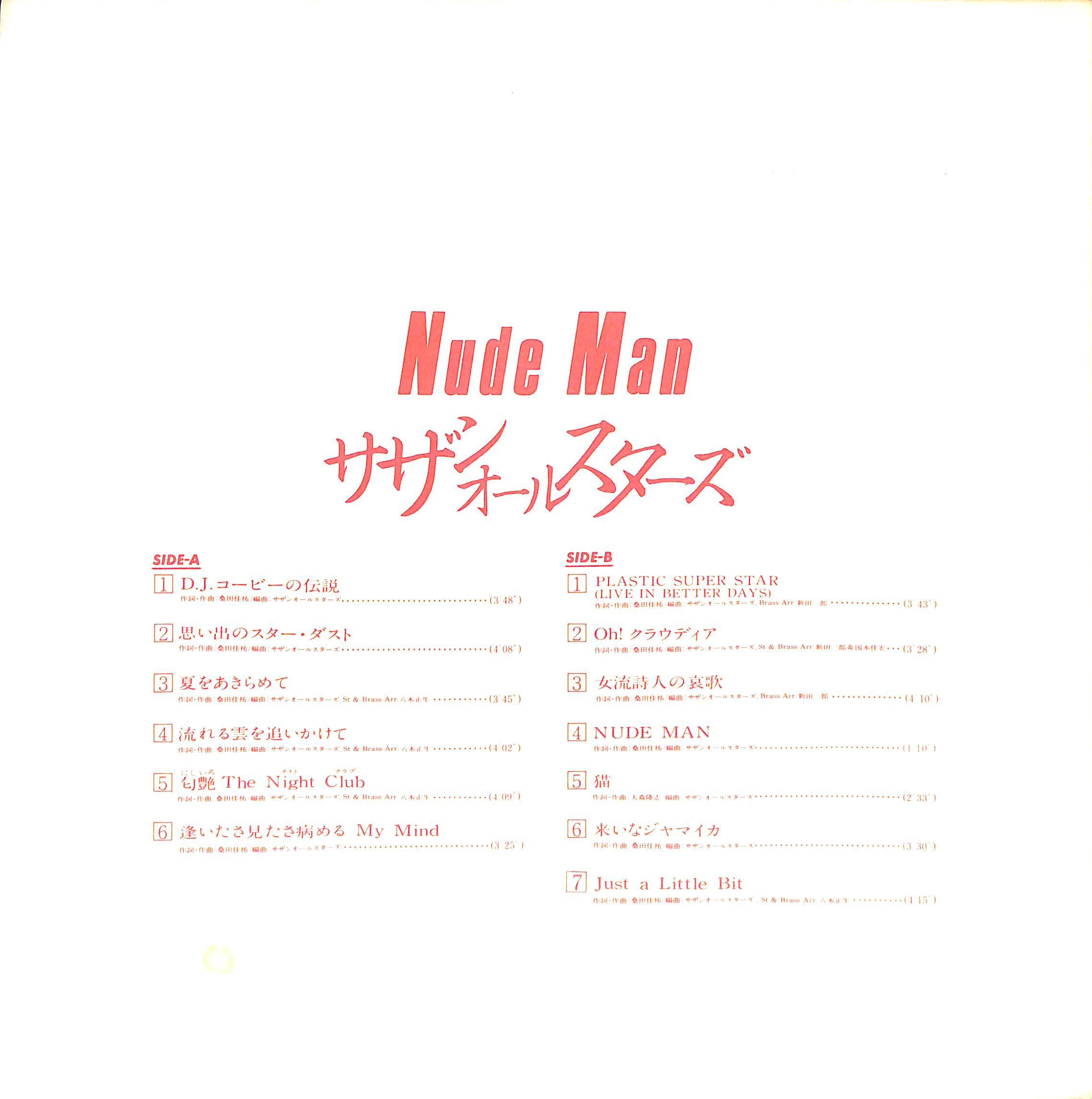 サザンオールスターズ / Nude Man [※国内盤,品番:VIH-28088］(LPレコー