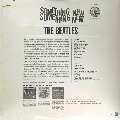 ビートルズ / SOMETING NEW ［※US盤,品番:ST-2108,US再発オレンジラベル、シュリンク付］ (LPレコード)