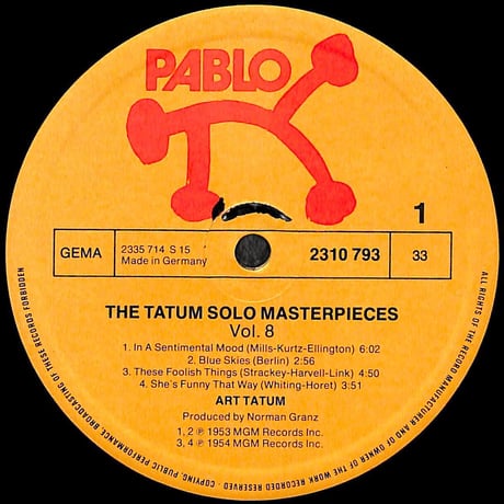 アート・テイタム / The Tatum Solo Masterpieces Vol. 8 [※輸入盤,生産国:Germany,品番:2310 793］(LPレコード)