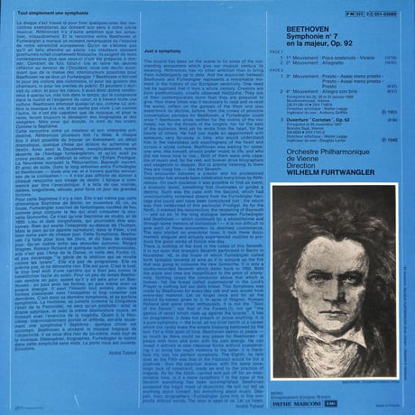 フルトヴェングラー / Beethoven:Symphonie N° 7 Ouverture "Coriolan" [※輸入盤,生産国:France,品番:2 C 051-03089］(LPレコード)