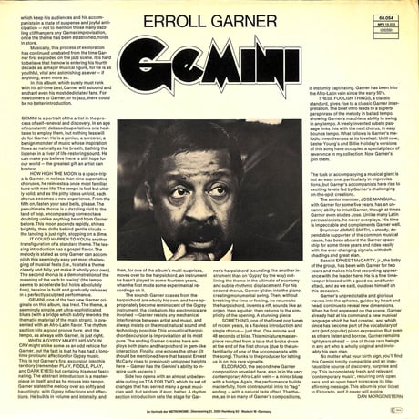 エロル・ガーナー / Gemini［※輸入盤,生産国:Germany,品番:68 054］(LPレコード)