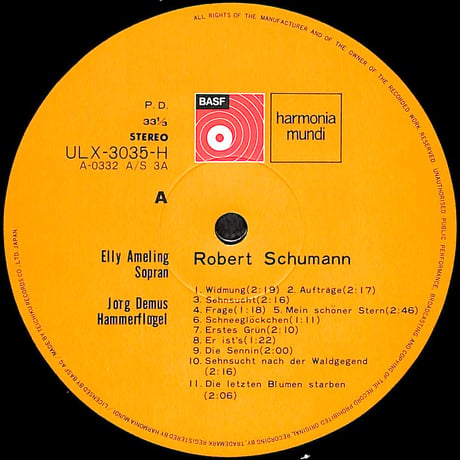 エリー・アメリンク,イエルク・デムス / シューマン歌曲集 [※国内盤,品番:ULX-3035-H］(LPレコード)