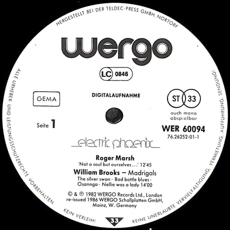 エレクトリック・フェニックス / Electric Phoenix [※輸入盤,生産国:Germany,品番:WER 60094］(LPレコード)
