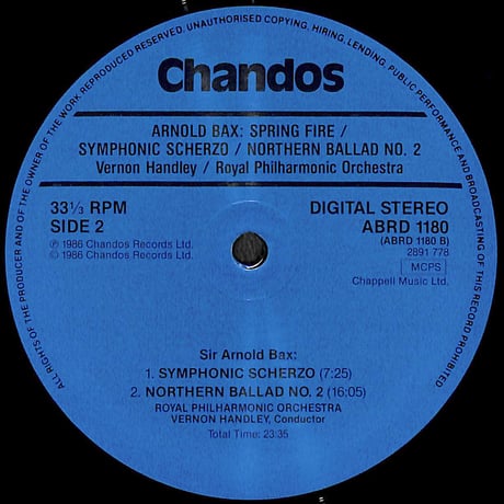 アーノルド・バックス / Spring Fire / Symphonic Scherzo / Northern Ballad No. 2 [※輸入盤,生産国:UK,品番:ABRD1180］(LP)