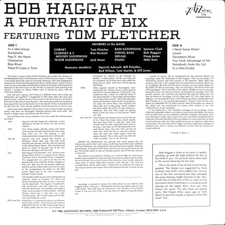 Bob Haggart Featuring Tom Pletcher / A Portrait Of Bix [※輸入盤,生産国:US,品番:J-149］(LPレコード)